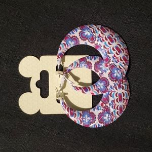 DISNEY Disney World multicolor red white and blue hoop earrings